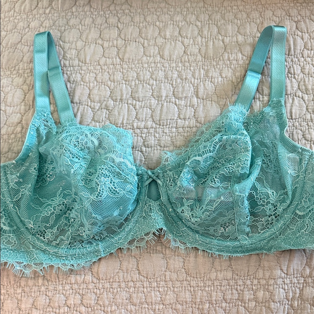 VS Elegant Lace Underwire Bra in Aqua